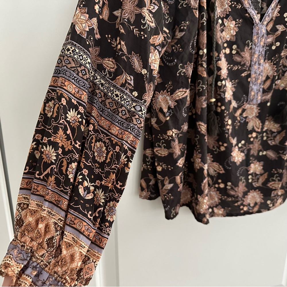Floral Paisley Print Boho Peasant Blouse - Picture 6 of 17